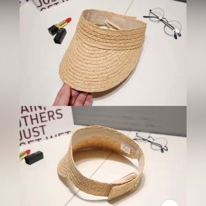 Ladies roll up UV BEIGE straw sun visor/ hat